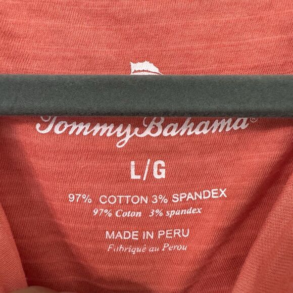 Lot‎ of 2 Tommy Bahama Cotton V-Neck T-Shirt Large Blue Orange Lightweight Comfy - Picture 2 of 7